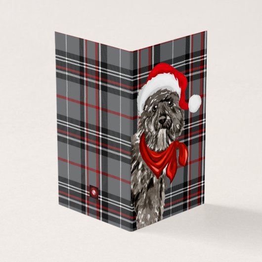 Bouvier Christmas Dog mit Holiday Kariert (Vorderseite)