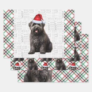 Bouvier Christmas Dog Rot und Grün Kariert Geschenkpapier Set