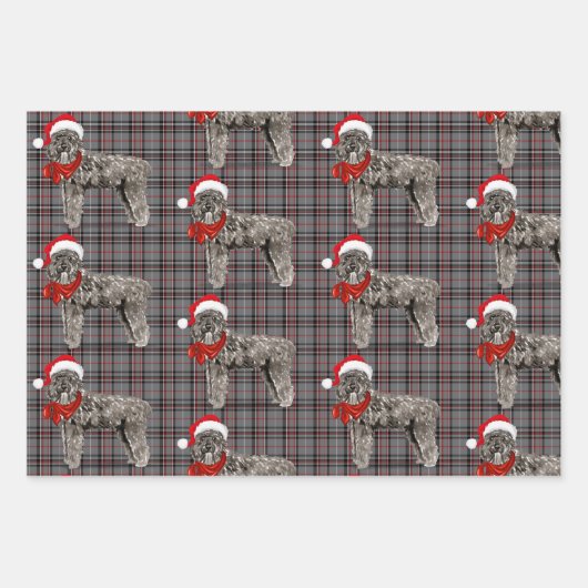 Bouvier Christmas Dog und Rot und Grau Kariert Geschenkpapier Set (Vorderseite 3)