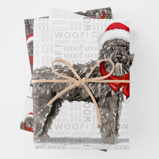 Bouvier Christmas Dog und Rot und Grau Kariert Geschenkpapier Set (Beispiel)