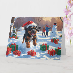 Bouvier des Flandern Weihnachtsfestliche Schneesze Karte