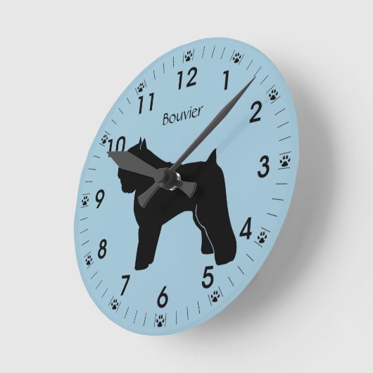 Bouvier des Flanders Dog Silhouette Personalisiert Runde Wanduhr (Winkel)
