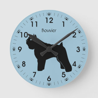 Bouvier des Flanders Dog Silhouette Personalisiert Runde Wanduhr