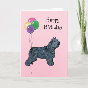 Bouvier des Flandres, Birthday Balloons Karte