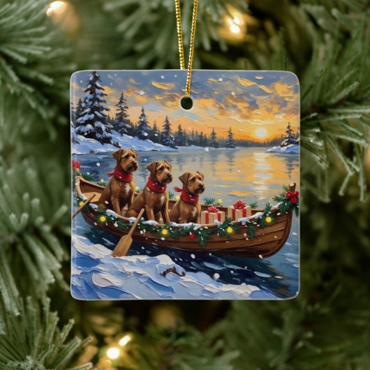 Bouvier des Flandres Christmas Boat Holiday Keramikornament (Baum)