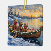 Bouvier des Flandres Christmas Boat Holiday Keramikornament (Links)