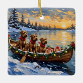 Bouvier des Flandres Christmas Boat Holiday Keramikornament (Vorderseite)