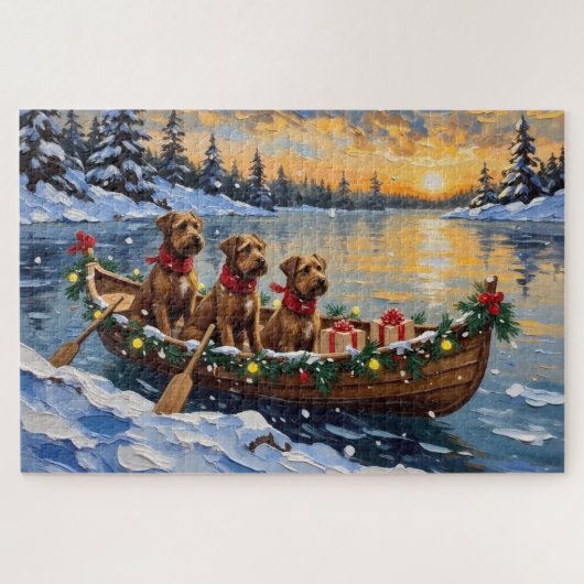 Bouvier des Flandres Christmas Boat Holiday Puzzle (Horizontal)