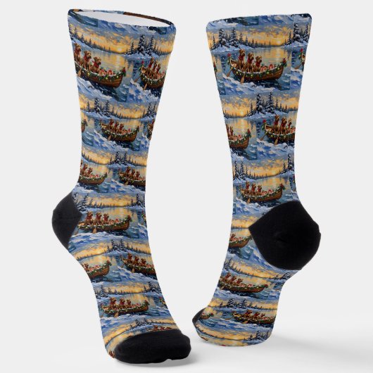 Bouvier des Flandres Christmas Boat Holiday Socken (Gewinkelt)