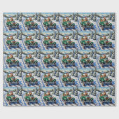 Bouvier des Flandres Christmas Car Ride Holiday Geschenkpapier (Flach)