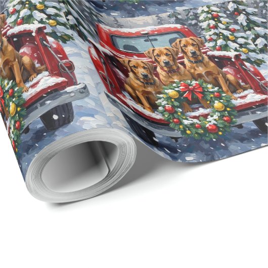 Bouvier des Flandres Christmas Red Truck Holiday Geschenkpapier (Rolleneckpunkt)