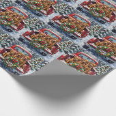 Bouvier des Flandres Christmas Red Truck Holiday Geschenkpapier (Ecke)