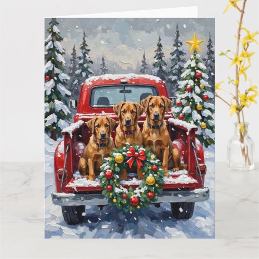 Bouvier des Flandres Christmas Red Truck Holiday Karte (Gelbe Blume)
