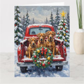 Bouvier des Flandres Christmas Red Truck Holiday Karte (Vorderseite)