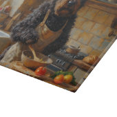 Bouvier des Flandres Cooking in Kitchen Schneidebrett (Ecke)
