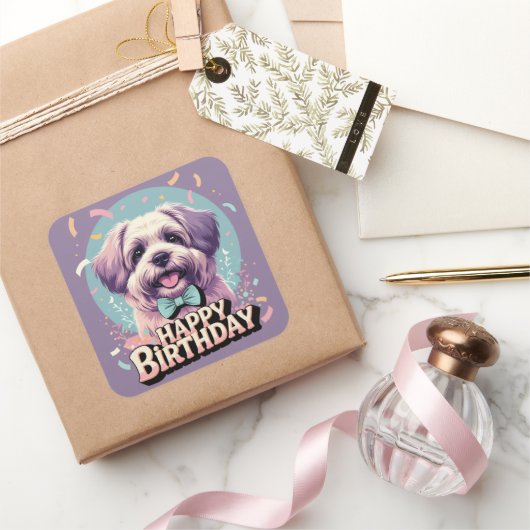 Bouvier des Flandres Dog Colorful Quadratischer Aufkleber (Schenken)