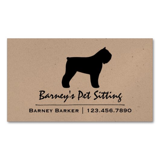 Bouvier des Flandres Dog Silhouette Magnetische Visitenkarte (Vorderseite)