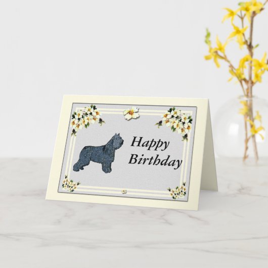 Bouvier DES Flandres - Geburtstag Karte (Gelbe Blume)