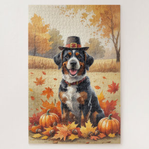 Bouvier des Flandres Herbstblätter Erntedankfest Puzzle