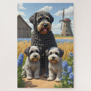 Bouvier des Flandres Ländliche Feldkunst Puzzle