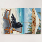 Bouvier des Flandres Luxus-Strandszene Puzzle (Horizontal)