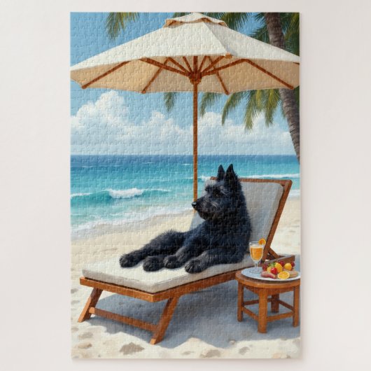 Bouvier des Flandres Luxus-Strandszene Puzzle (Vertikal)