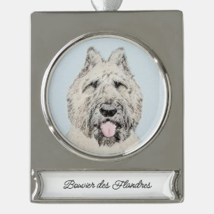 Bouvier des Flandres Painting - Original Dog Art Banner-Ornament Silber