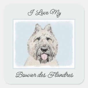 Bouvier des Flandres Painting - Original Dog Art Quadratischer Aufkleber