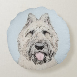 Bouvier des Flandres Painting - Original Dog Art Rundes Kissen