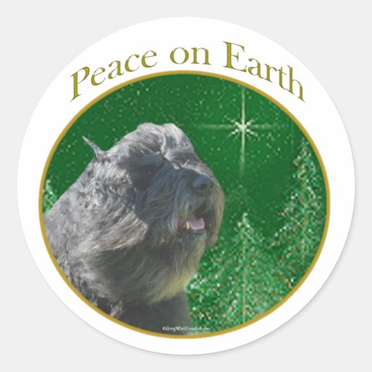 Bouvier Des Flandres Peace Runder Aufkleber (Vorderseite)