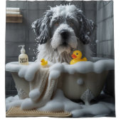 Bouvier Des Flandres Sloppy Sleepy Niedlich Funny Duschvorhang (Vorderseite)