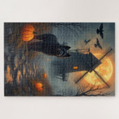 Bouvier des Flandres Spukmühle Halloween Puzzle (Horizontal)