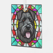 Bouvier des Flandres "Stainted Glass" Ornament Aus Glas (Vorderseite links)