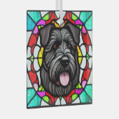 Bouvier des Flandres "Stainted Glass" Ornament Aus Glas (Vorderseite Rechts)