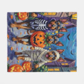 Bouvier des Flandres Trick-or-Treating Halloween Fleecedecke (Vorderseite (Horizontal))