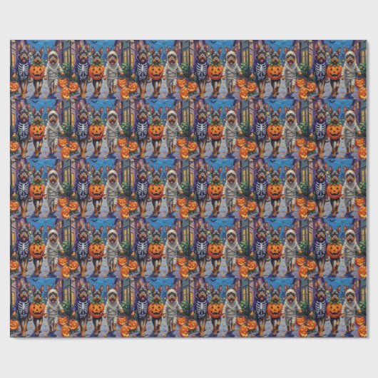 Bouvier des Flandres Trick-or-Treating Halloween Geschenkpapier (Flach)