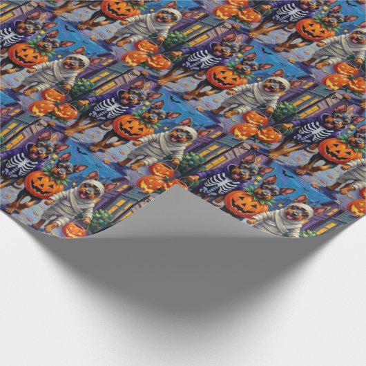 Bouvier des Flandres Trick-or-Treating Halloween Geschenkpapier (Ecke)