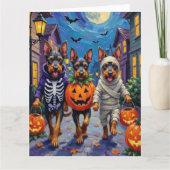 Bouvier des Flandres Trick-or-Treating Halloween Karte (Vorderseite)