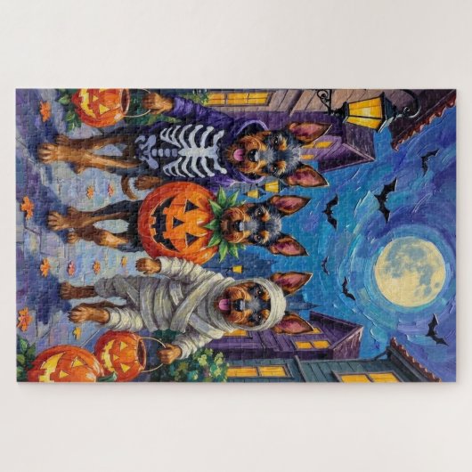 Bouvier des Flandres Trick-or-Treating Halloween Puzzle (Horizontal)