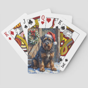 Bouvier des Flandres Weihnachten auf dem schneebed Spielkarten