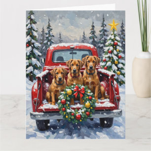 Bouvier des Flandres Weihnachten Roter LKW Urlaub Karte