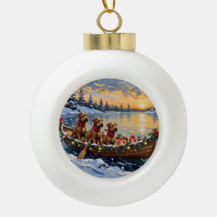 Bouvier des Flandres Weihnachtsboot-Feiertag Keramik Kugel-Ornament