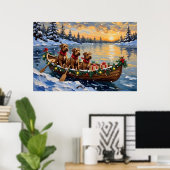 Bouvier des Flandres Weihnachtsboot-Feiertag Poster (Heimbüro)