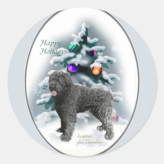 Bouvier des Flandres Weihnachtsgeschenke Runder Aufkleber (Vorderseite)