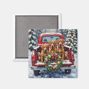 Bouvier des Flandres Weihnachtsroter-LKW-Feiertag Magnet