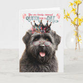 Bouvier Dog Queen für Day Funny Birthday Karte (Gelbe Blume)