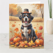 Bouviers des Flandres Autumn Leaves Erntedank Karte (Vorderseite)