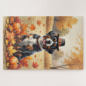 Bouviers des Flandres Autumn Leaves Erntedank Puzzle (Horizontal)