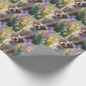 Bouviers Des Flandres Dog Frühlingsblumen Malerei Geschenkpapier (Ecke)