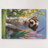 Bouviers Des Flandres Dog Frühlingsblumen Malerei Puzzle (Horizontal)
